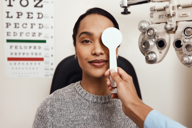 Woman eye examination
